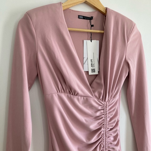 Zara Dresses & Skirts - ZARA Draped Dress Pale Pink